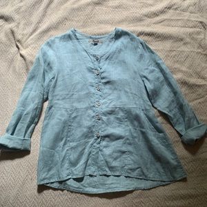 Light blue Flax button up top